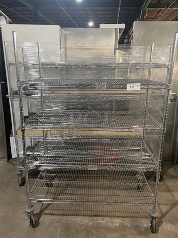 Metro Commercial Metal 4 Tier Shelf! On Casters! BUYER MUST DISMANTLE! PCI CANNOT DISMANTLE FOR SHIPPING! PLEASE CONSIDER FREIGHT CHARGES!