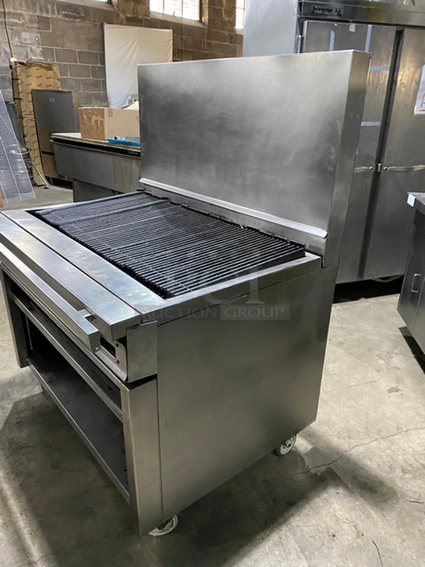 WOW! Jade Range Natural Gas Powered Char Broiler Grill! With Underneath Shelf Storage! With Raised Back Splash! All Stainless Steel! On Casters! - Image 2 of 9
