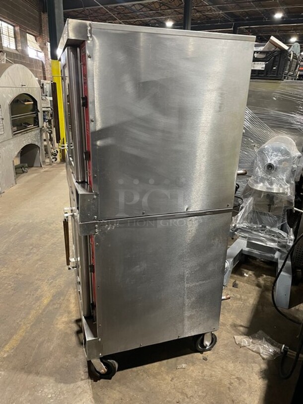 Vulcan Commercial Natural Gas Powered Double Stacked Convection Ovens! All Stainless Steel! On Casters! 2x Your Bid Makes One Unit!  - Image 2 of 9