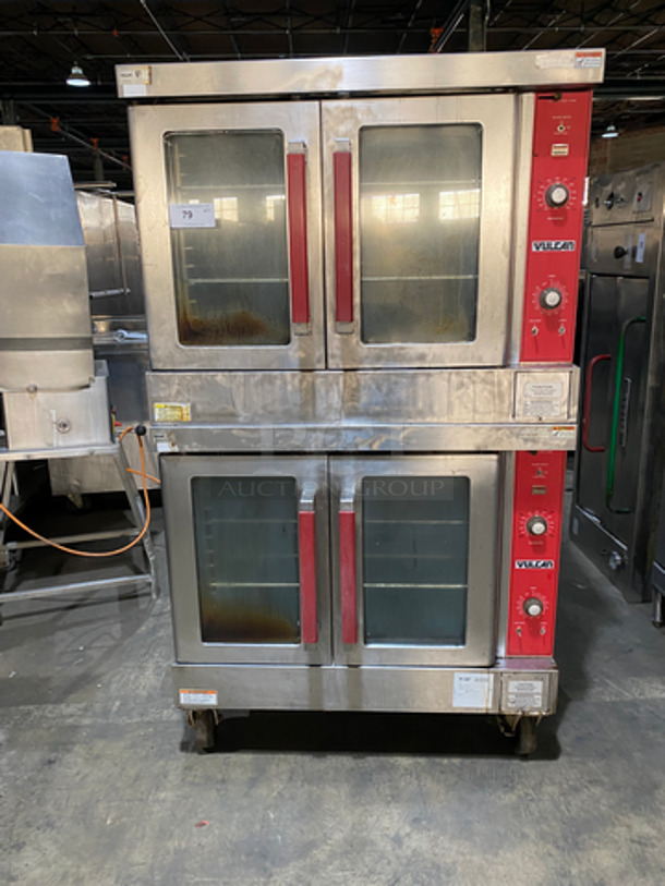 Vulcan Commercial Double Deck Convection Oven! With View Through Doors! Metal Oven Racks! All Stainless Steel! On Casters! 2x Your Bid Makes One Unit!