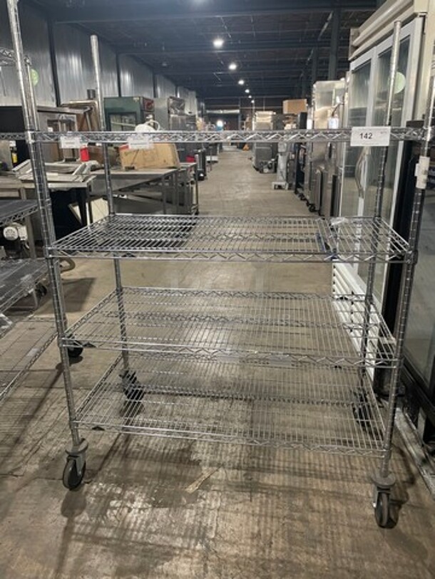 Metro Commercial Metal 4 Tier Shelf! On Casters! BUYER MUST DISMANTLE! PCI CANNOT DISMANTLE FOR SHIPPING! PLEASE CONSIDER FREIGHT CHARGES!