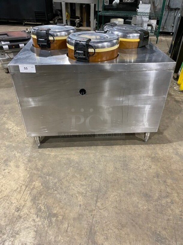 FAB! Amko Commercial Rice Warmer/ Holder Station! On Custom Made Equipment Stand! All Stainless Steel! On Legs! Model: SEJ21000 SN: AW211118 120V