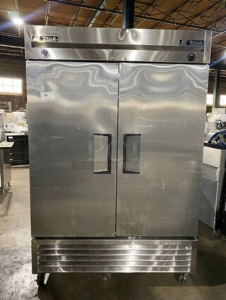 True Commercial 2 Door Half Cooler Half Freezer Combo Unit! With Poly Coated Racks! All Stainless Steel! On Casters! Model: T49DT SN: 6899821 115V 60HZ 1 Phase
