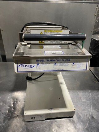 Oliver Commercial Countertop Mini Chip Slicer! Model: 738 SN: 188922 115V 60HZ 1 Phase