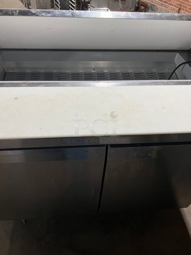 Continental Commercial Refrigerated Sandwich Prep Table! With Commercial Cutting Board! With 2 Door Underneath Storage Space! All Stainless Steel! - Image 4 of 9