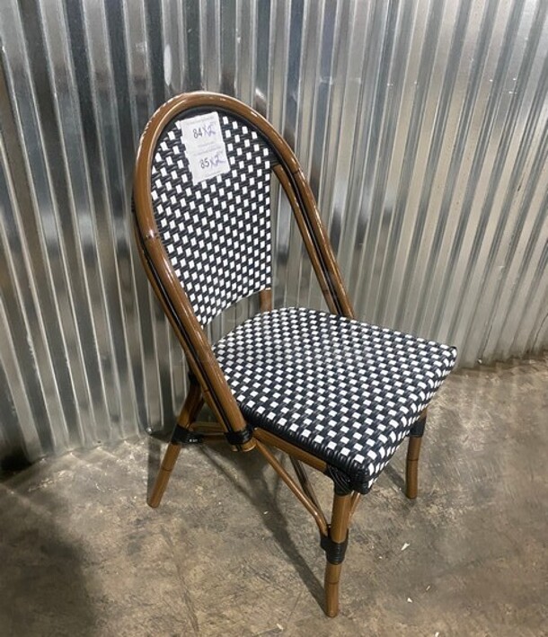 NEW! Synthetic Outdoor Commercial Aluminum Black Wicker/Bamboo Chair! 2x Your Bid! - Image 2 of 7