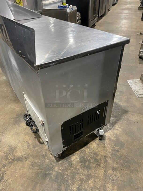 Leader Commercial Refrigerated Sandwich Prep Table! With Back Splash! With 3 Door Storage Space Underneath! Poly Coated Racks! All Stainless Steel! On Casters! Model: LM72S/C SN: PR010562 115V 60HZ 1 Phase - Image 4 of 10