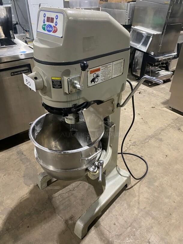 Globe Metal Commercial Floor Style 30 Quart Planetary Dough Mixer w/ Stainless Steel Mixing Bowl, Paddle! MODEL SP30 SN:73 115V  - Image 2 of 12