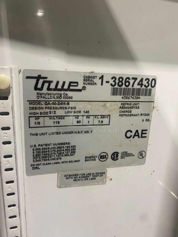 True Commercial Refrigerated Sandwich Prep Table! With Commercial Cutting Board! With 2 Door Underneath Storage Space! All Stainless Steel! On Casters! Model: QA6024MB SN: 13867430 115V 60HZ 1 Phase - Image 7 of 10