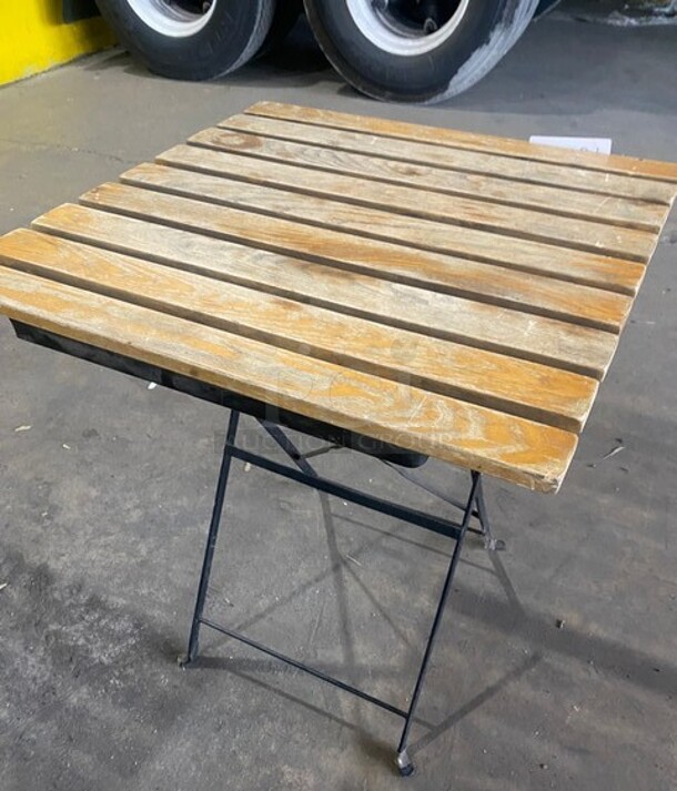 Metal Folding Tables With Wooden Planks! 2x Your Bid - Image 3 of 5
