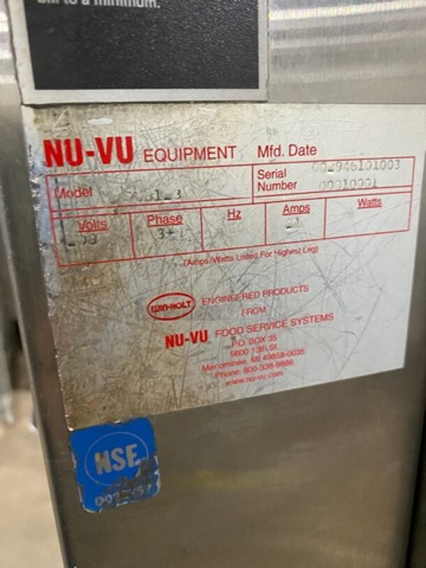 Nuvu Commercial Baking Center Oven Proofer Combo! With Metal Oven Racks! Stainless Steel! On Casters! Model: SUB123 SN: 00294610100300010001 120/208V 60HZ 1/3 Phase - Image 9 of 10