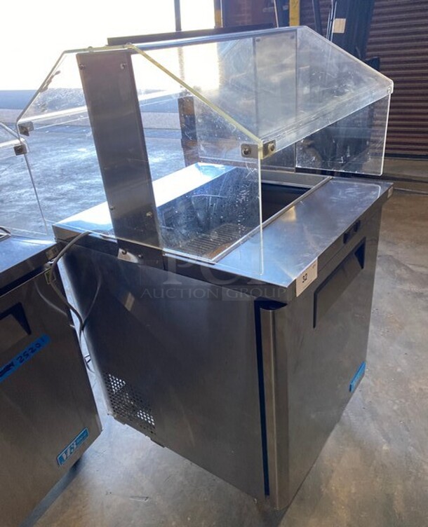 Turbo Air Refrigerated Salad Bar Island! Single Door Storage Space Underneath! All Stainless Steel! Model MST28711S SN: MS2T711022 115V  - Image 2 of 8