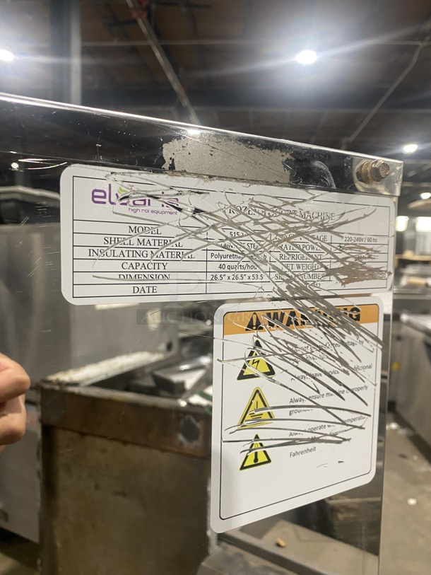 FAB! Elvaria Stainless Steel Commercial Air Cooled 3 Flavor w/ Twist Soft Serve Ice Cream/Yogurt Machine on Commercial Casters! MODEL 515TW! 220-240V! - Image 7 of 8