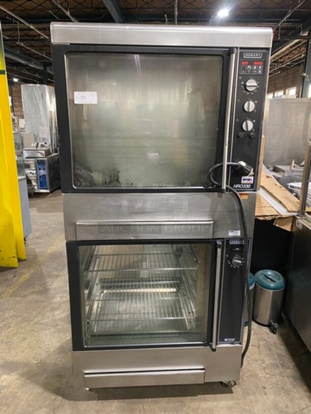 WOW! Hobart Commercial Electric Powered Rotisserie Machine! With Lower Food Warmer! All Stainless Steel! On Casters! Model: HRW330 SN: 750004202! 208V 60HZ 3 Phase!