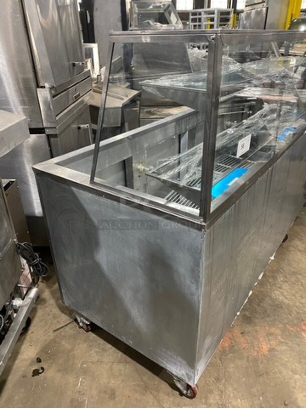 LATE MODEL! 2018 Leader Commercial Refrigerated Food Serving Station Counter/ Cold Pan! With Sneeze Guard! Stainless Steel Body! On Casters! Model: LM96SB SN: AB03M3002 115V 60HZ 1 Phase - Image 2 of 8