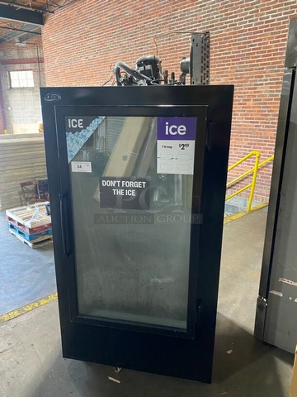 Leer Commercial Single Door Bagged Ice Freezer Merchandiser! With View Through Door! Model: L030UAGX SN: 12D0080 115V 60HZ