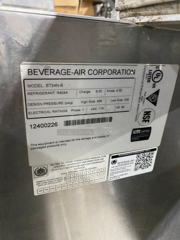 Beverage Air Stainless Steel Milk Cooler! On Casters! MODEL ST34NS SN: 12400226 115V 1PH - Image 7 of 9