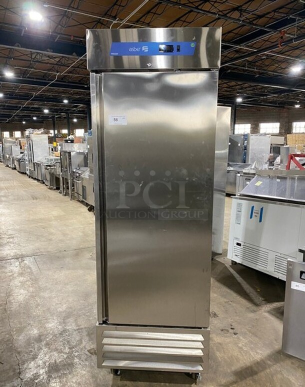 LATE MODEL! 2022 Asber Commercial Single Door Reach In Freezer! All Stainless Steel! On Casters! MODEL ARF23HFHC SN:8102673343 115V 1PH - Image 1 of 9