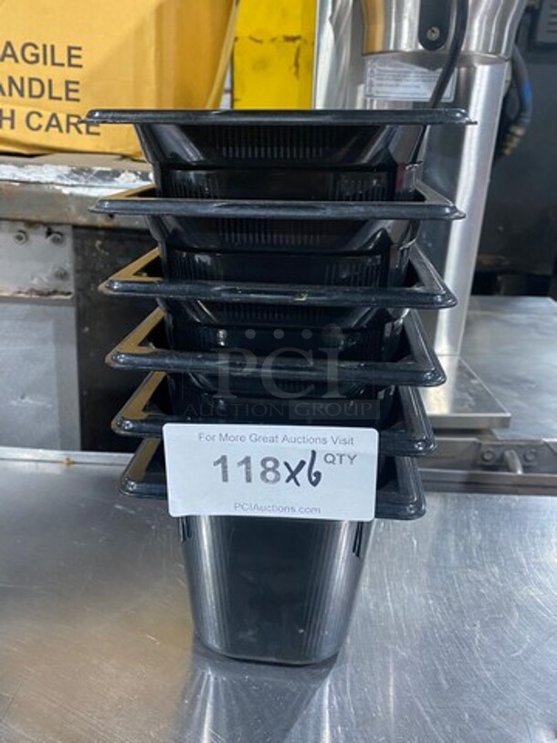 Vollrath Black Poly 1/6x4" Food Containers! 6x Your Bid! - Image 1 of 7