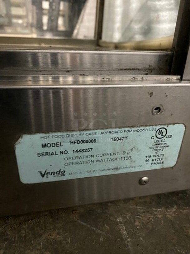 Vendo Commercial Countertop Food Warming Display Case! All Stainless Steel! Model: HFD000006 SN: 1448257 115V 60HZ 1 Phase - Image 8 of 9