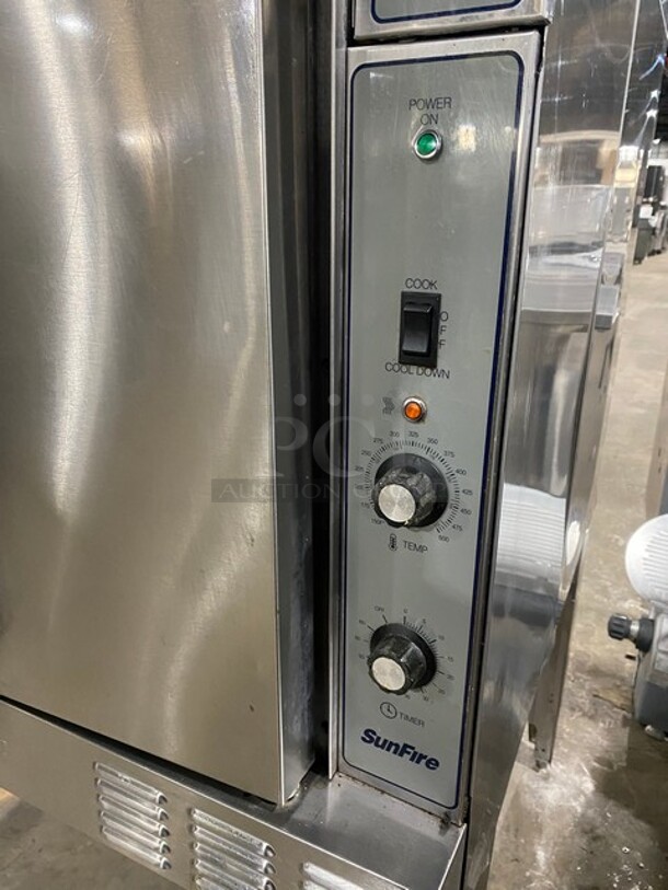 Sunfire Commercial Natural Gas Powered Single Deck Convection Oven! With Solid Doors! Metal Oven Racks! All Stainless Steel! On Legs! Model: SCOGS10S SN: 1207230000399 - Image 6 of 9