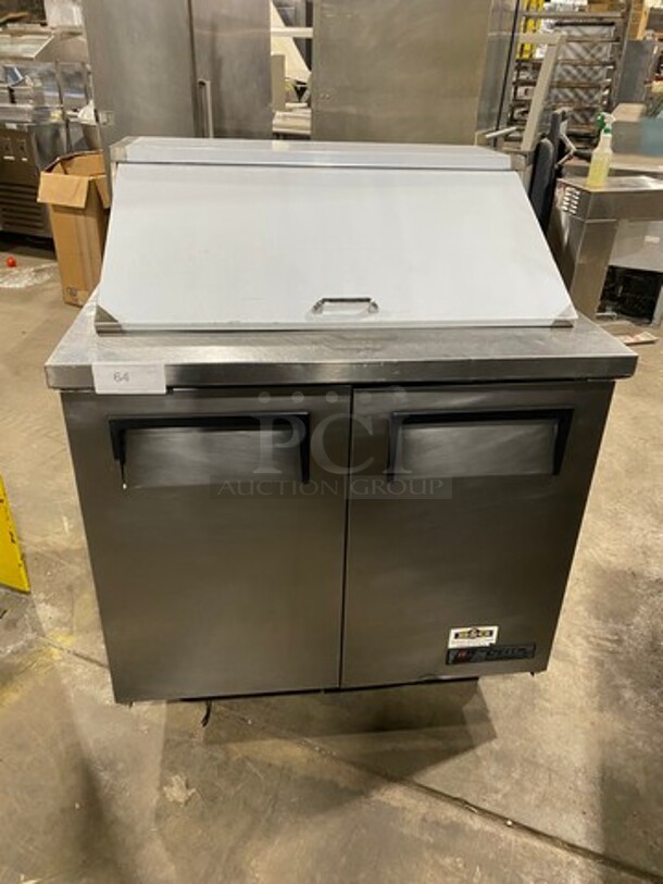 True Commercial Mega Top Refrigerated Sandwich Prep Table! With 2 Door Storage Space Underneath! All Stainless Steel! On Casters! Model: TSSU3608 SN: 5102103 115V 60HZ 1 Phase - Image 1 of 9