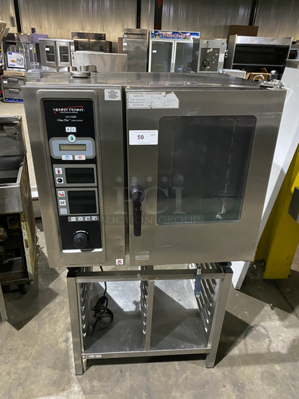 Henny Penny Commercial Natural Gas-Powered Full-Size Combi Convection Oven! With View Through Door! With Underneath Storage Area! Holds Full Size Pans/Trays! All Stainless Steel! On Legs!  Model: LCG-6 SN: G61CB99031003780