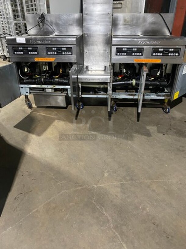 Frymaster Commercial Natural Gas Powered 4 Bay Deep Fat Fryer! With Middle Fryer Basket Rack! With Oil Filter System! All Stainless Steel! On Casters! Model: FMPH455SC SN: 0904IK0007 - Image 7 of 12
