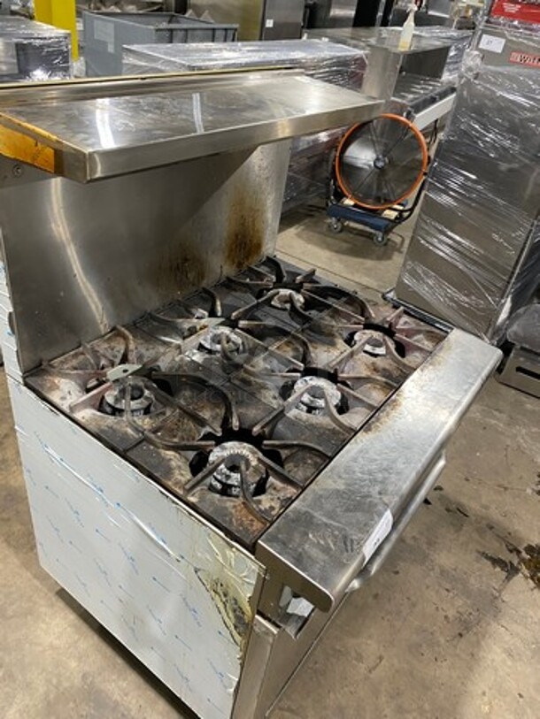 LATE MODEL! 2019 Asber Commercial Natural Gas Powered 6 Burner Stove! With Raised Back Splash And Salamander Shelf! With Oven Underneath! Metal Oven Rack! All Stainless Steel! On Casters! WORKING WHEN REMOVED! - Image 11 of 11