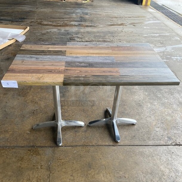 Wow! Brand New! OCS Barn Plank Finish Scratch Resistant Durowood Composite Dining Table! Suitable For Indoor & Outdoor Use With Double Polish Base! 30
