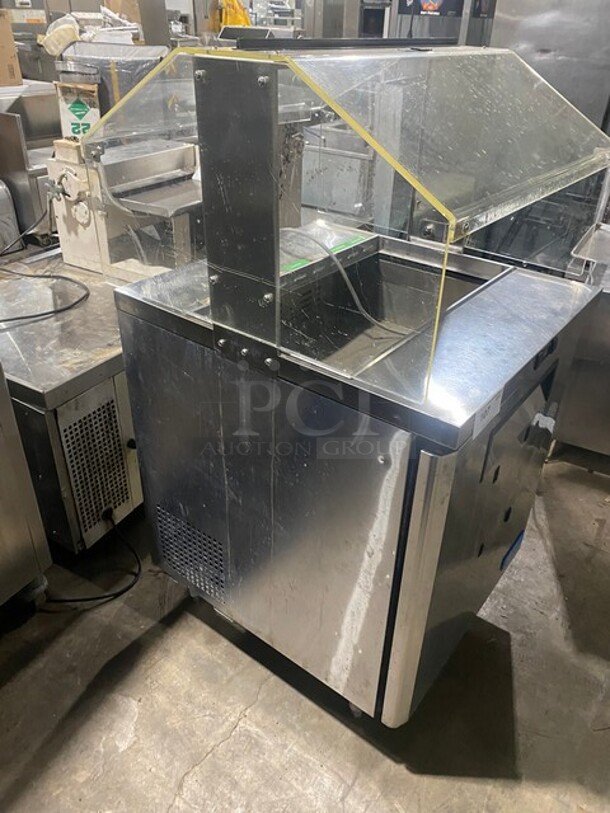 Turbo Air Refrigerated Salad Bar Island! Single Door Storage Space Underneath! All Stainless Steel! Model MST28711S SN:MS2T803217 115V  - Image 2 of 10