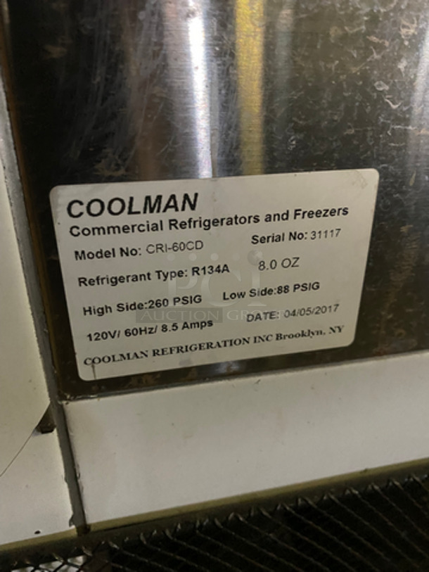 WOW! Coolman Commercial Refrigerated Deli Display Case! With Slanted Front Glass! With Stainless Steel Shelf! With Glass Rear Access Doors! Model: CRI60CD SN: 31117 120V 60HZ 1 Phase60 - Image 7 of 8