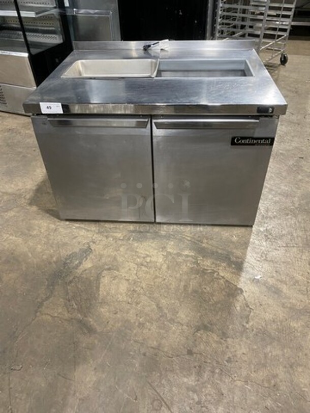Continental Commercial Refrigerated Sandwich Prep Table! With 2 Door Underneath Storage Space! All Stainless Steel! Model: SW4812 SN: 15742637 115V 60HZ 1 Phase