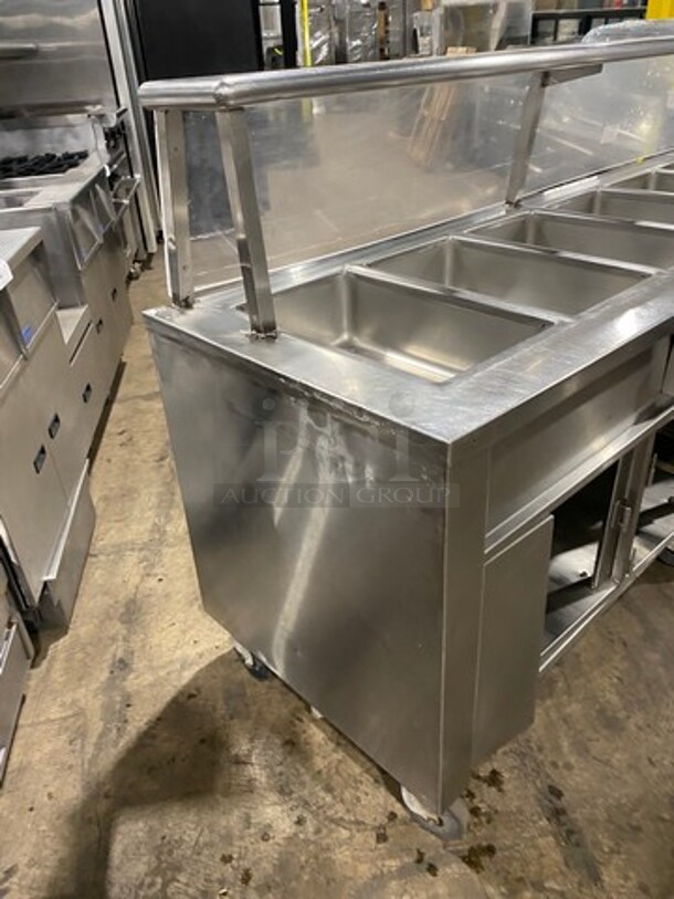 Carter Hoffmann Commercial Electric Powered Steam Table! With Sneeze Guard! With Storage Space Underneath! All Stainless Steel! On Casters! - Image 3 of 10
