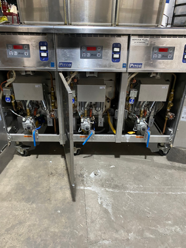 WOW! Pitco Commercial Natural Gas Powered 3 Bay Pasta Cooker! With Backsplash! All Stainless Steel! On Casters! Model: SRTG SN: G16AD007609 115V 60HZ - Image 7 of 12