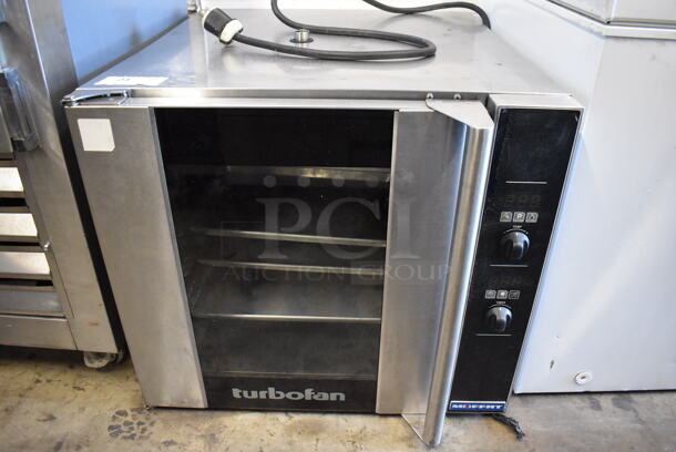Moffat Turbofan Stainless Steel Commercial Countertop Electric Powered Half Size Convection Oven w/ View Through Door. 250 Volts, 3 Phase. 29x35x26