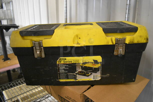 Stanley Yellow and Black Poly Toolbox w/ Contents. 24x10x11