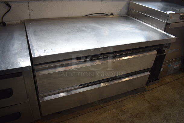 Silver King Model SKRCB50H Stainless Steel Commercial 2 Drawer Chef Base on Commercial Casters. 115 Volts, 1 Phase. 50.5x31x26. Tested and Working!