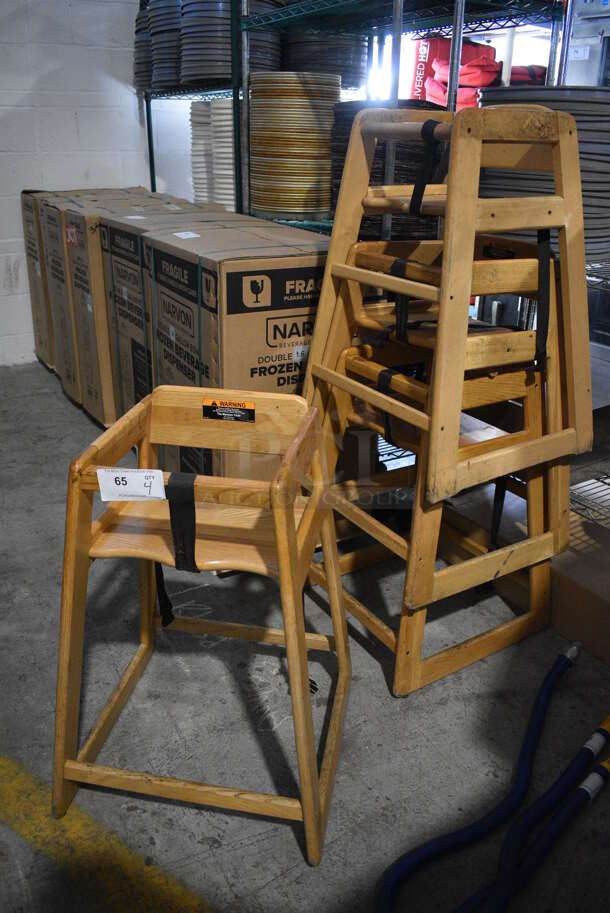 4 Wooden High Chairs. 19x20x28. 4 Times Your Bid!