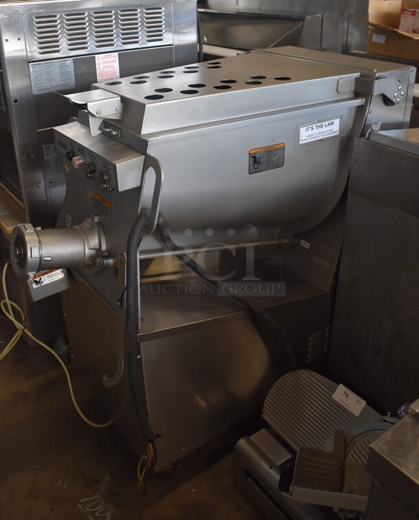 LIKE NEW! Hobart MG1532 Metal Commercial Floor Style Meat Mixer on Commercial Casters. 208 Volts, 3 Phase. 