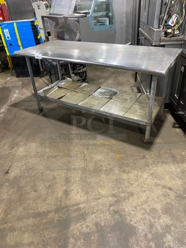 Solid Stainless Steel Work Top/ Prep Table! With Storage Space Underneath! On Casters! - Image 7 of 7
