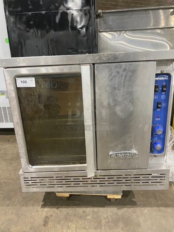 Imperial Commerical Natural Gas Powered Convection Oven! With View Through Door! Metal Oven Racks! All Stainless Steel! With Legs On Casters!