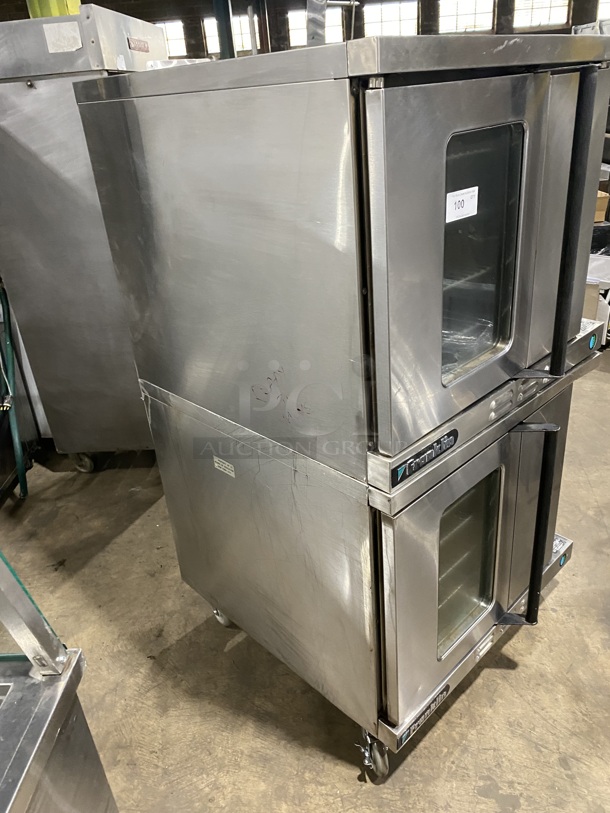 (2X) NICE! FRANKLIN Commercial Double Deck Natural Gas Powered Convection Oven W/ Metal Racks And 1 View Through Door! All Stainless Steel! On Casters! 2X Your Bid Makes One Unit! Model CLG-1320BF 115V/60Hz - Image 2 of 12
