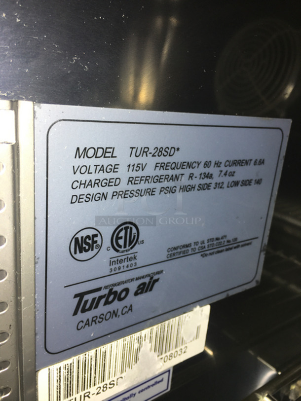 COOL! Turbo Air Refrigerated Single Door Lowboy/Worktop Cooler! All Stainless Steel! On Casters! Model: TUR28SD 115V 60HZ 1 Phase - Image 6 of 7