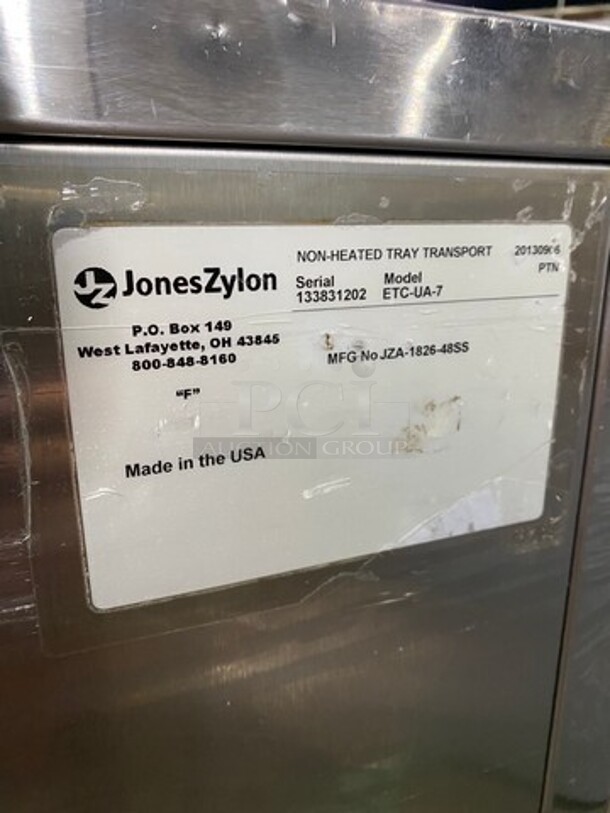 2013 Jones Zylon Commercial Single Door Dry Food Transport Cart! All Stainless Steel! On Casters! Model: ETCUA7 SN: 133831202 - Image 7 of 9