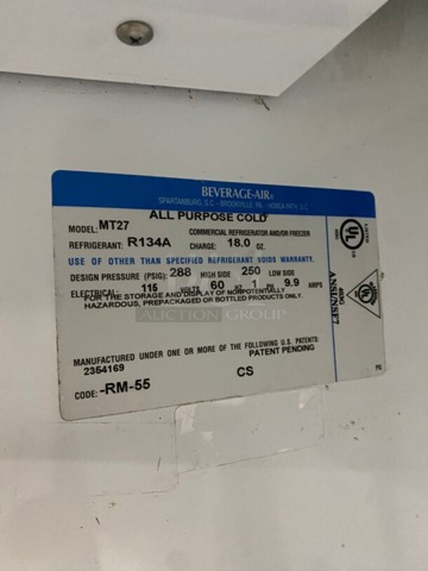 Beverage Air Commercial Single Door Reach In Refrigerator Merchandiser! With View Through Door! With Poly Coated Racks! Model: MT27 115V 60HZ 1 Phase - Image 7 of 8