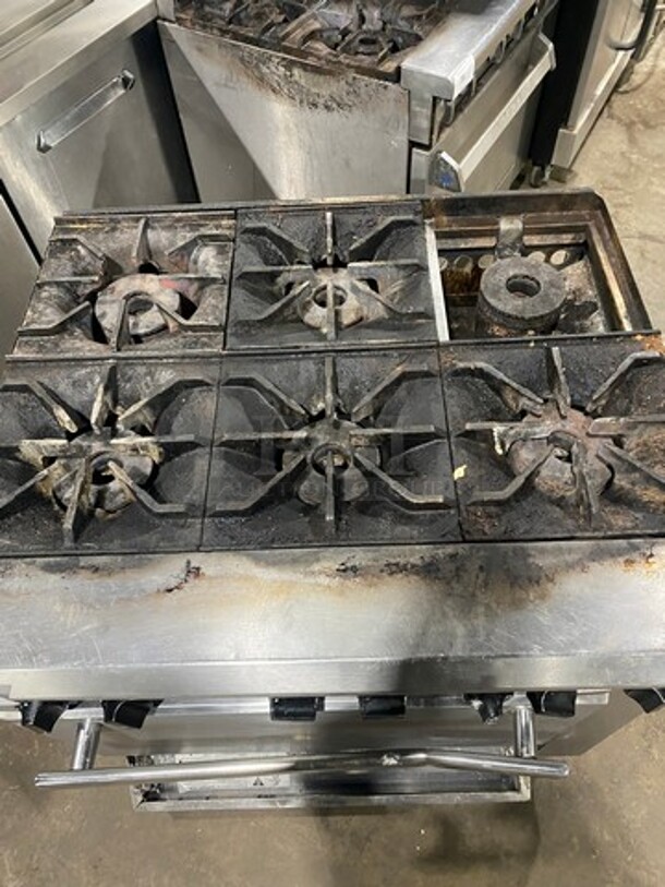 LATE MODEL! 2021 Rocket Cooking Commercial 6 Burner Natural Gas Powered Stove! With Oven Underneath! All Stainless Steel! Model RCPRO36GST Serial 2572612109280384! On Casters! - Image 8 of 12