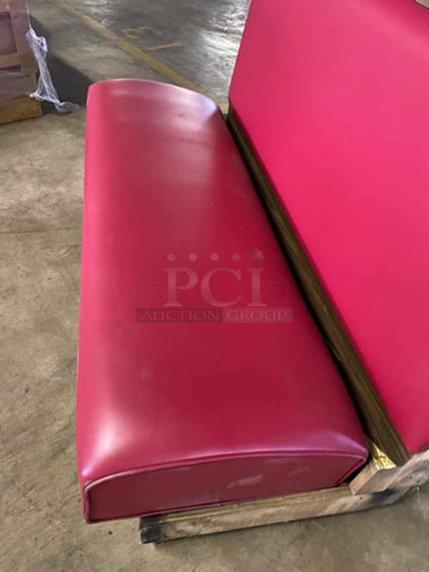 NEW! Single Sided Red Cushioned Booth Seat! With Wooden Outline! Perfect For Up Against The Wall! Can Be Connected To Any Of The Booths Listed!  - Image 5 of 7