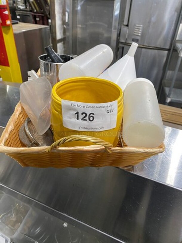 ALL ONE MONEY! MISCELLANEOUS! Includes Squeeze Bottles, Small Strainer, Ice Scoop And More! - Image 1 of 9