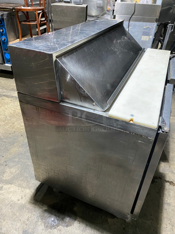 Traulsen Commercial Refrigerated Sandwich Prep Table! With Commercial Cutting Board! With 2 Door Storage Space Underneath! All Stainless Steel! On Casters! 115V 60HZ 1 Phase - Image 4 of 8